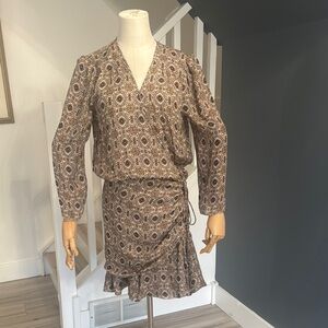 Veronica Beard Brown Tie Front Peplum Dress